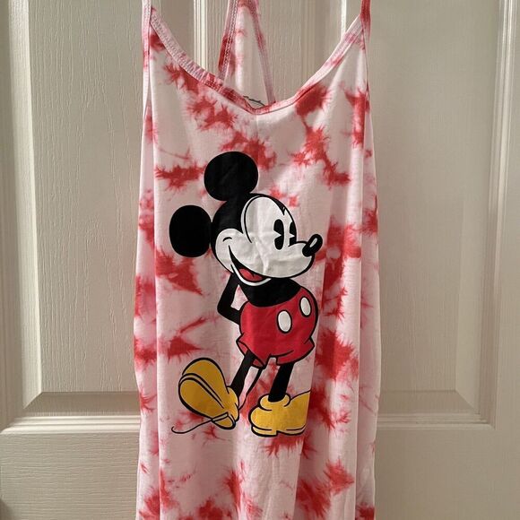 Disney Mickey Mouse Racerback Red & White Tie-Dye Tank Size Medium (7/9) - Picture 3 of 9